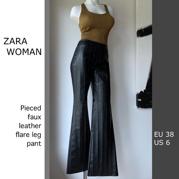 Zara Pants - Y2K Zara faux leather high waist fit and flare pants/ trousers -  Size 6